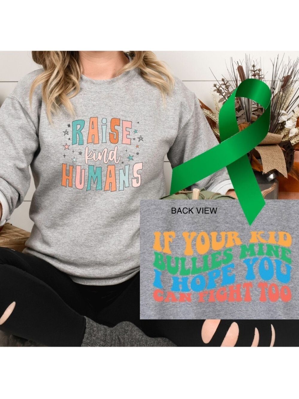 Parents against bullying mental health graphic raglan crewneck sweatshirt sz XL